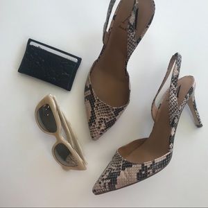 Ava & Aiden matte snake print sling back heels